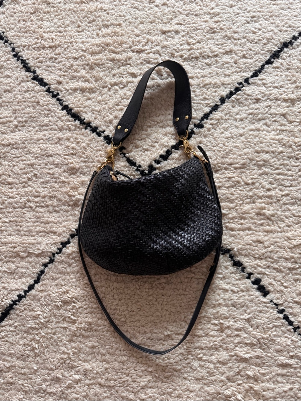 Black Woven Shoulder Bag - Unbranded